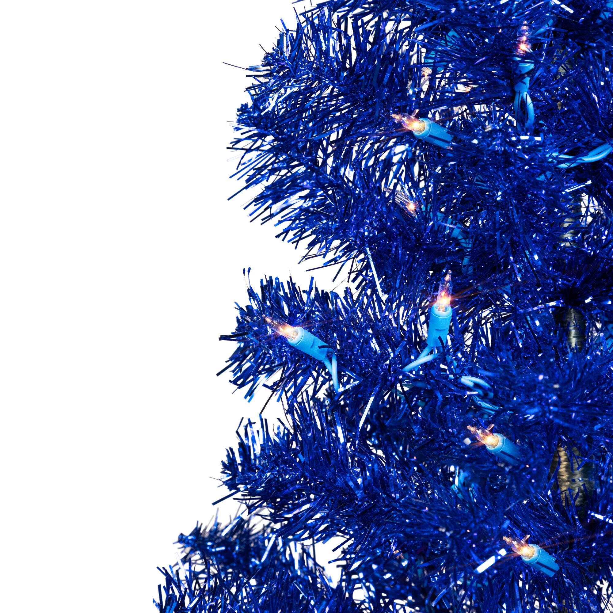 3ft. Pre-Lit Blue Tinsel Artificial Christmas Tree, Clear Lights
